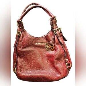 Michael Kors Burgundy Leather Hobo Bag
